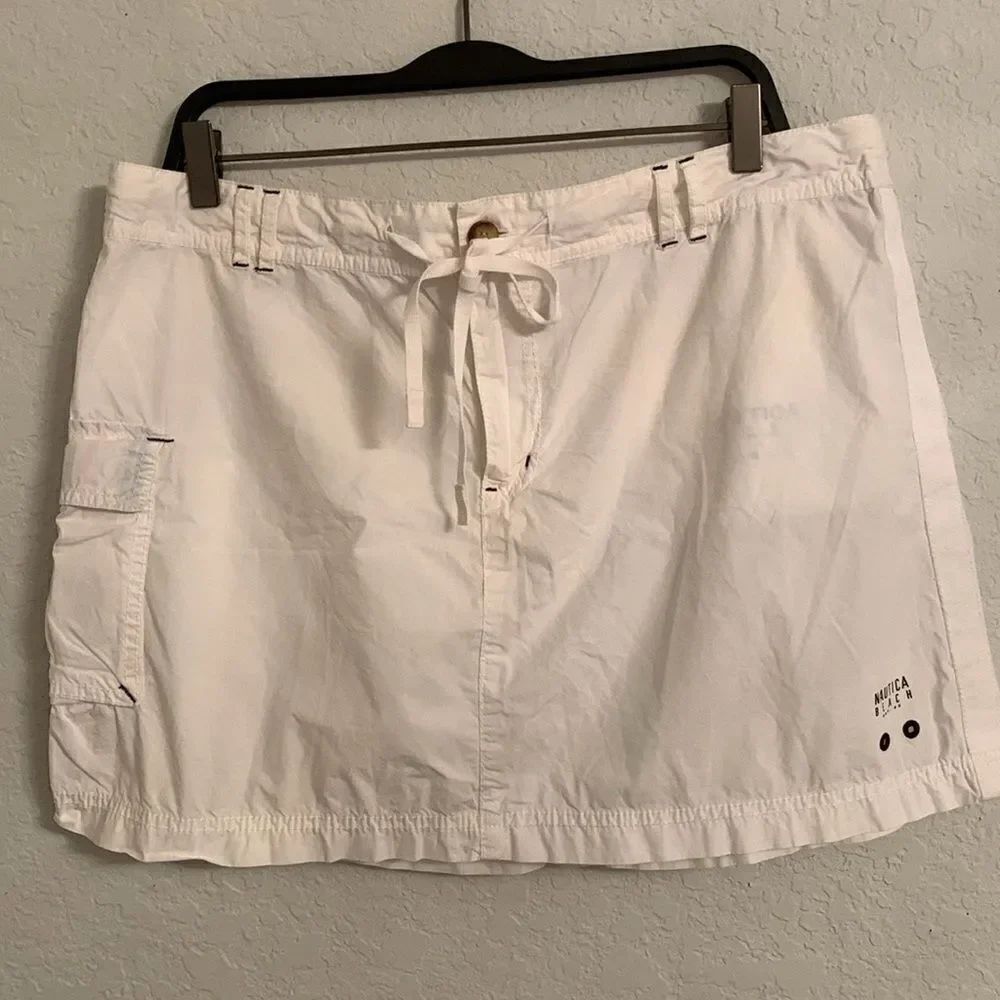 VTG Nautica White Cargo Mini Skirt Cotton Size 14